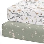 Sorrel + Fern 2-Pack Fitted Crib Sheets for Standard Crib (Ocean Odyssey) - Premium Fitted Sheets - Buttery Soft Cotton Blend