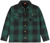 Christmas Gifts for Boys Sherpa Fleece Lined Plaid Flannel Jacket Snap Fuzzy Winter Shacket Coat Green S 5-6