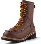 SUREWAY Men's 8" Waterproof Steel-Toe Logger Work Boot, Superior Oil/Slip Resistant,Thicker Full Grain Leather,Wedge Rubber Sole,EH Rated, Waterproof-steel Toe Brown, 9