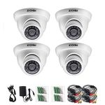 ZOSI 4 Pack 1/3 4.6mm 800TVL 960H Colorful Night Vision Dome CCTV Home Security Camera With IR Cut Filter 24PCS Infrared IR Lens IP66 Waterproof Level Surveillance System W/CCTV Cable