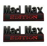 Pair Metal Mad Max Edition Decal Emblems 3D Letters Badge Truck Adhesive Conservative Stickers, Funny Decals Adhesive Letters Fit for Vehicle, Truck, SUV, Door Decoration (Black Red)