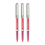 UNI-BALL Eye UB157 0.7mm Roller Ball Pen | Waterproof Pigment Ink | Lightweighted Sleek Body | Long Lasting Smudge Free Ink | School and Office stationery | Pink Ink, Pack of 3