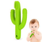 Cactus Baby Toothbrush Teething Toys,Self-Soothing Pain Relief Soft Silicone Teether Training Toothbrush for Babies, Toddlers, Infants, Boy and Girl,100% Food Grade Silicone/BPA-Free