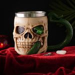 TIED RIBBONS Stainless Steel and Resin 3D Snake Design Skull Milk Coffee Beer Mug Beverage Drinking Cup (Multi) - Birthday Wedding Anniversary Fathers Day Gift