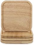 GOODSDECO Wooden Coasters for Drinks Set of 4 - Coasters for Drinks Coffee Beer Bar Candle Table Office Desk, Coasters for Cups, Decorative for Kitchen (Natural-Square)