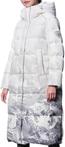 TANBOER Long Puffer Coat Women Winter Jacket Thicken Windproof Down Coats for Womens Hooded Warm Quilted Jackets, External Printing, Small