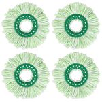 Mop Head Replacement for Libman Tornado Spin Mop- Microfiber Spin Mop Refill Pads - Easy to Replace Machine Washable Resuable, Green（4 Pack）