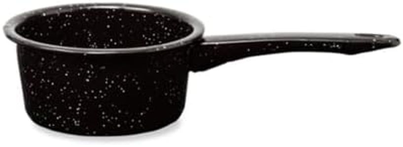 Millvado 4 Quart Granite Saucepan, Naturally Nonstick Sauce Pots, Speckled Enamel Ware Cookware, Small Sauce Pan for Cooking and Boiling - Granite Cooking Pot for Stovetop, Campfire, Outdoor Stove