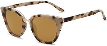 SOJOS Cat Eye Designer Sunglasses Fashion UV400 Protection Glasses SJ2052 with Brown Tortoise Frame/Gold Mirrored Lens