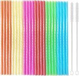 XINGXINLIAN 60 Pieces Reusable Drinking Straw with 2 Straw Cleaner Brush, Colorful Hard Plastic Drinking Straw Reusable, Reusable Rainbow Straws for Drinking Milk Juice Coffee Cocktail