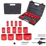 AMZZ 23PC Bi-Metal Hole Saw Kit, Universal Hole Saw Set with 13 Blades from 3/4" to 3", Ideal for Drilling Wood, Soft Metals, PVC and Plastic Sheets