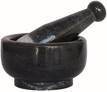 KLEO 5" Dia Black Natural Stone Mortar and Pestle Set as Spice, Medicine Kitchen Grinder Masher Tool