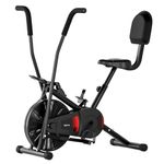 Lifelong Air Bike Exercise Cycle for Home Gym | Dual Action Stationary Cardio Bike for Full Body Workout| Adjustable Cushioned Seat with Backrest |Moving Handles & Anti-Skid Pedals |Max User Weight 125 kg