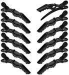 12Pcs Hair Clips for Styling Sectioning - Wide Teeth Double Hinged Design Professional Salon Quality Alligator Hair Clips (black)