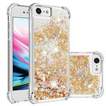 LEMAXELERS Compatible with iPhone SE 2020 Case, Bling Glitter Liquid Clear Case Floating Quicksand Shockproof Protective Sparkle Silicone Soft TPU Case for iPhone 6/7 / 8. YBL Love Gold