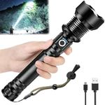 Drumstone 【Limited Time Offer with 12 Years Warranty Scuba Diving Flashlight, High Power Long Distance Rechargeable Flashlight Support Zoom in/Focus, for Camping Hiking