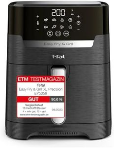 Tefal Easy Fry & Grill Heißluftfritteuse, 2-in-1 Technologie (Air Fryer und Grill), Digitales Display, 4,2 Liter für 6 Portionen, 8 Kochprogramme, energiesparend, ohne Öl, schwarz, XL, EY5058