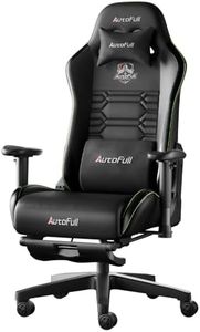 AutoFull C3 Upgraded Gaming Chair with Premium PU Leather & Adjustable Seat, Reclining, Ergonomic Office Chair with 3D Lumbar Support, Footrest and Headrest, Drak