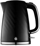 Swan SK14611BLK Windsor Rapid Boil Kettle with Removable Limescale Filter, Boil Dry Protection and Hidden Cord Storage, 1.7L, 3KW, Black