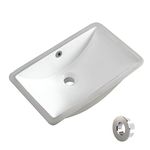 Undermount Bathroom Sink 18.7"X11.9" Inch White Rectangular Porcelain Ceramic Vanity Basin with Overflow KARAMAG