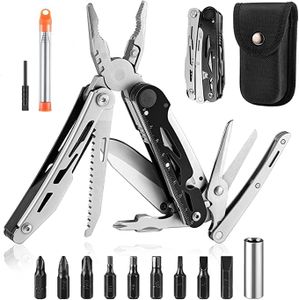 Multitool Pliers & Scissors, Cool Gifts for Men Dad Husband Him, Tactical Multi Tool Set, Camping Survival Gear and Equipment, Detachable Folding Scissor Plier, Stainless Steel with Nylon Sheath