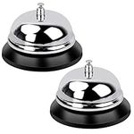 Doryum 2 Pcs Stainless Steel Reception Bells, Table Bells with Clear Sound Chrome-Plated Service Bells for Kitchen Restaurant Hotels Bars