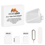 6 in 1 Sim Card Adapter Kit (Micro, Nano and Standard Sim) Compatible with All iPhones (15, 14, 13, X, Pro and All iPhone Series), Samsung, HTC, and All Other Android Smartphone Devices - by Mobi Lock