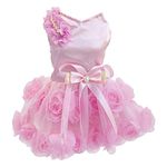 Dog Dress Luxury Puppy Skirt Dog Clothes Princess Dresses Wedding Evening Dress Tutu Skirt Rose Flower Bowknot Dress for Small Dog Girl (M, Pink)