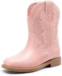 DREAM PAIRS Toddler Little Girls Kids Cowboy Boots Kids Western Square Toe Riding Mid Calf Boots,Size 13 Little Kid,Pink,SDBO2307K