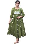 GoSriKi Women's Rayon Blend Anarkali Printed Kurta with Pant (ANVESHI Methi-GS_XXL_Green_XX-Large)