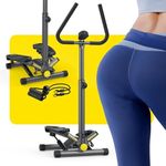 ZIWWVY Stepper Machine with Resistance Bands & Handlebar, Mini Stepper with 300LBS Weight Capacity, Twist Stepper for Full Body Workout, Adjust Step Height, Smooth & Quiet, Step Machine for Men Women