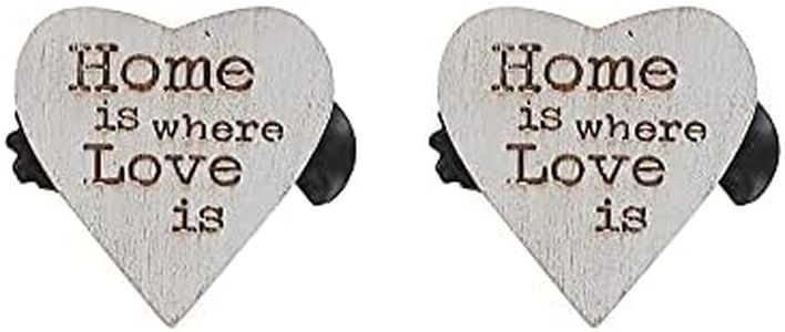 Set of 2 Wooden Heart Curtain Tiebacks – Clip Design – White/Gold