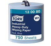 Tork Industrial Heavy-Duty Wiping Paper Blue W1, High Absorbency, 1 x 750 sheets, 130080