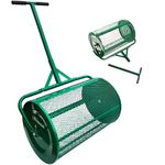 Landzie Lawn & Garden Spreaders - 24 Inch Heavy Duty Metal Mesh Basket Push Spreader - Compost, Peat Moss, Top Soil, Mulch - Durable Lightweight Multi-Purpose Yard Care Equipment - Manure Spreader