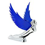 GG Grand General 48107 Blue 8 X 8 inches Chrome Flying Goddess Hood Ornament with Windriders