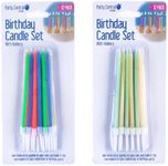 Party Central Birthday Candles in Holders Set, 11 cm Tall, Assorted Colour (Pack of 12)