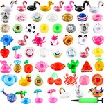 Sonarun 60 Pack Inflatable Drink Holders Inflatable Pool Cup Coasters Inflatable Drinking Cup Holder with Air Pump for Swimming Pool Beach Holiday Party Supplies