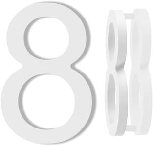 DEWEL House Numbers for Outside, 6 Inch Modern Floating Address Numbers for Farmhouse, Street, Front Door, Weatherproof, Easy to Install with Template (White House Number 8)