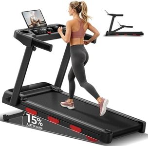 15% Auto Incline Treadmill for Home, 12KM/H Foldable Walking Pad Max. 180KG