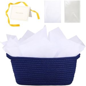 woric Navy Blue Baskets for Gifts Empty Small Woven Gift Basket