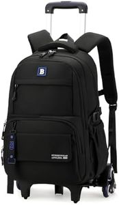 Armbq Rolling Backpack for Boys Kids Backpack with Wheels Trolley School Bag for Teens Elementary Wheeled Backpack, Black 6 Wheels, 6 Wheels