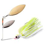 BOOYAH Blade Spinner-Bait Bass Fishing Lure, White Chartreuse, Double Willow (1/2 oz)