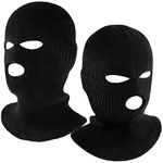 cotaour 2 Packs 3 Hole Balaclava Full Face Mask Unisex Winter Neck Warm Knitted Balaclava Face Cover for Men Women, Outdoor Sport Fishing Skiing Black