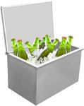 GarveeLife Drop in Ice Chest, 28" L x 18" W x 17" H Stainless Steel Ice Cooler, Commercial Ice Bin with Hinged Cover, Outdoor Kitchen Ice Bar, Drain-Pipe and Drain Plug Included, for Cold Wine Beer