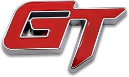 Automaze Chrome Metal GT Logo Car Emblem Premium 3D Badge Auto Racing Sport Sticker Exterior Grand Tourer Decal (Red, Chrome)