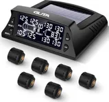 GUTA Solar Tire Pressure Monitoring System for RV - Tire Pressure Monitoring System with 6 External Sensor(0-188 PSI), RV TPMS, LCD Display, Sleep Mode, Real-time Monitor Pressure, Solar Power