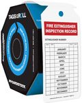 Accuform Signs TAR712 Tags By-The-Roll Fire Extinguisher Tags, Legend "TO USE FIRE EXTINGUISHER.../FIRE EXTINGUISHER INSPECTION RECORD", 6.25" Length x 3" Width x 0.010" Thickness, PF-Cardstock, Red/Black on White (Roll of 100)