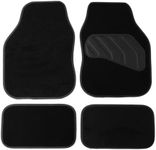 Sakura Floor Mats For Cars SS5470 - 'Pastel' Black Carpet Black Trim - Full Set Of 4 Universal Fit - Hard-Wearing Pile, Anti-Slip Backing, UK Made, Heelpad