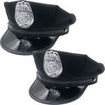 2 Pieces Police Hat Outfit Accessory for Police Caps Costume Accessory Carnival Headdress Policeman Cosplay Dressing Up Police Officer Hat for Unisex Adults Men Women Halloween Role Play Hen Nights