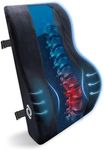 Samsonite Lumbar Support Pillow – Ergonomic Back Rest for Office Chair & Car Seat, Memory Foam Cushion for Lower Back Pain Relief, Breathable Mesh, Adjustable Strap, Black/Blue Mesh